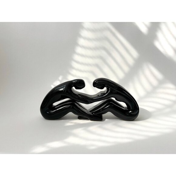 Vintage MCM Black Ceramic Royal Haeger Lovers Modernist Statue - Picture 1 of 8